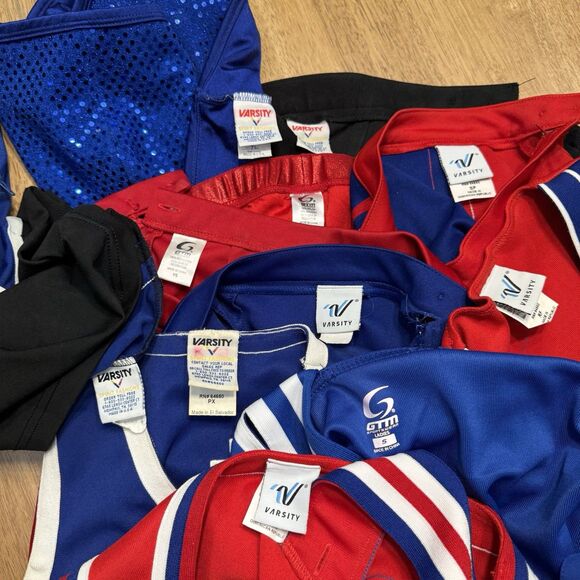 Lot Cheerleading Cheer Uniforms Costumes Cheerleader Blue Red Varsity 11 Pieces - Picture 4 of 14